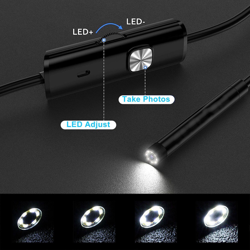 6 LED HD Snake Endoscope Borescope Inspection Camera for USB Type C Android PC