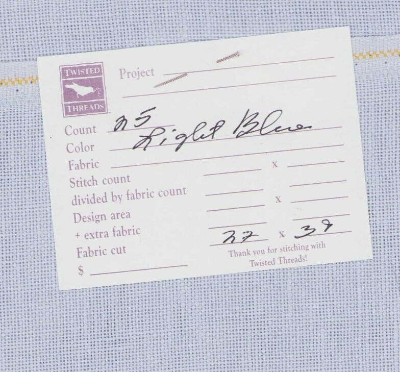 25 ct Cross Stitch Linen Fabric Light Blue 39x27" Twisted Threads