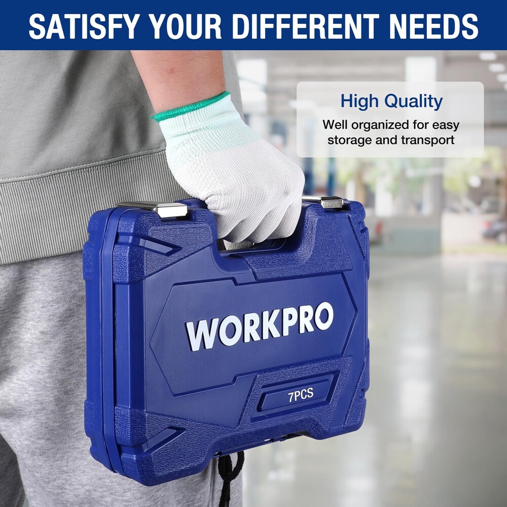 WORKPRO 7PCS 3/8" Magnetic Spark Plug Socket Sets 6PT 12PT Thin Wall 360° Swivel