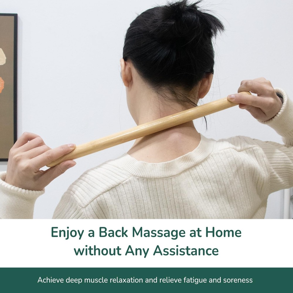 2 PCS Solid Bamboo Massage Stick Set for Body Shaping, Roller Stick... Fast Ship