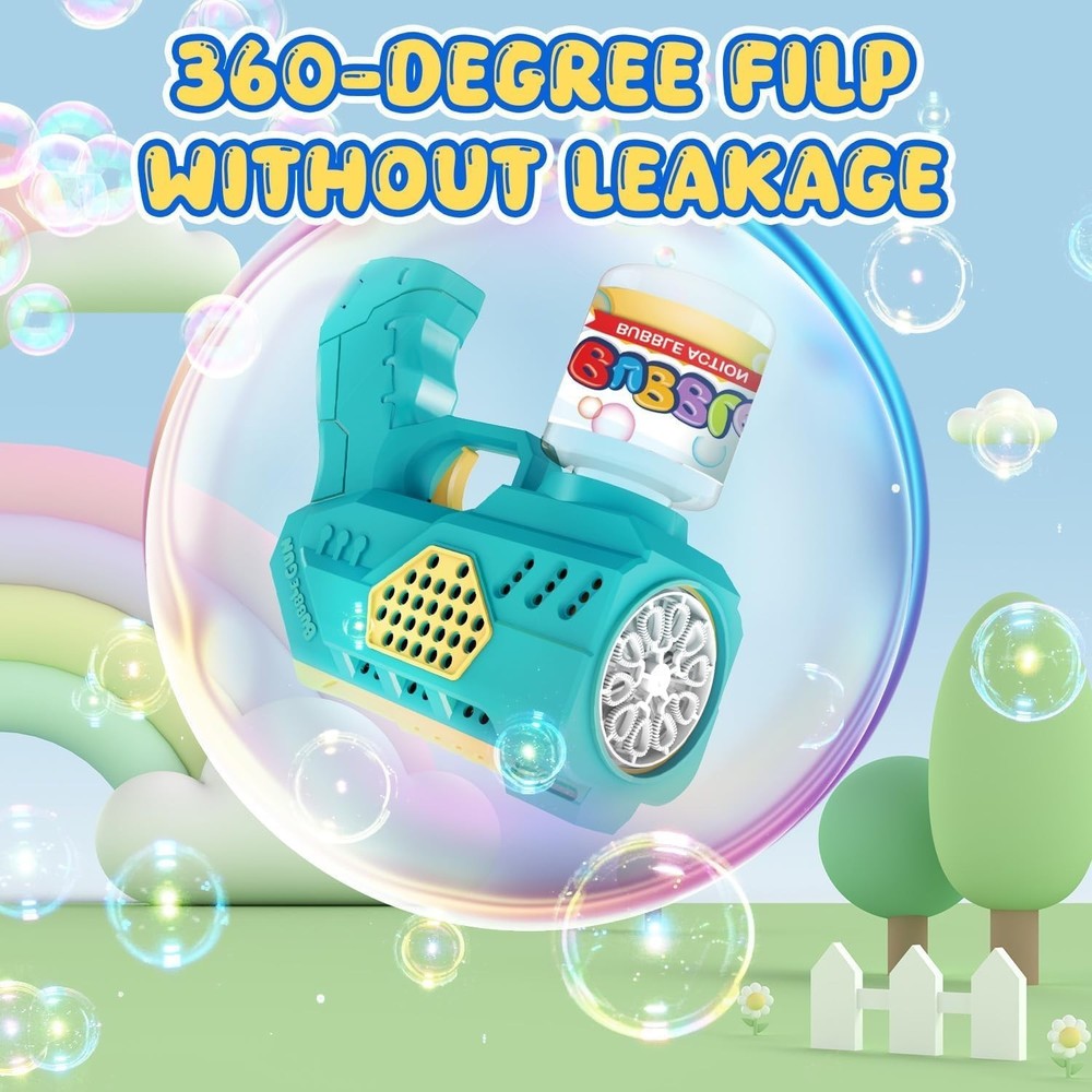 2 Pack Kids Bubble Guns - Fun LED Light Toys with Bubble Solution Included