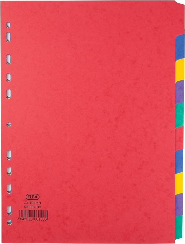 Elba A4 10 Part Pressboard Divider 1 Multi