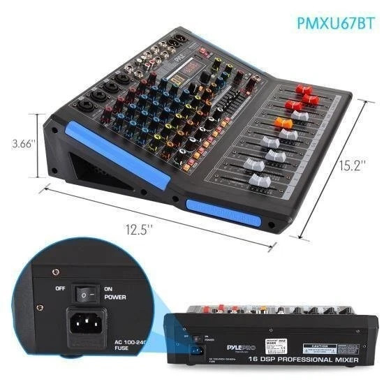 Pyle 6Ch Bluetooth Studio DJ Controller Audio Mixer Console System/ PMXU67BT