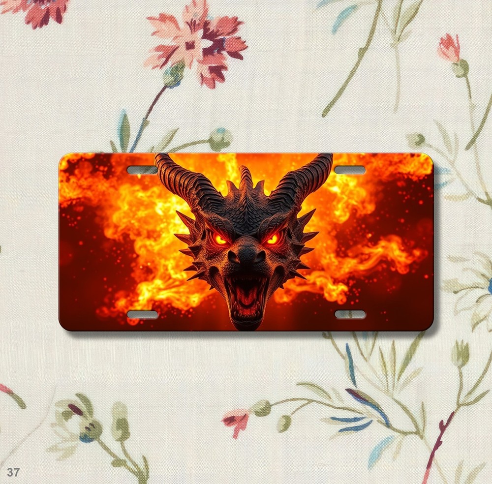 Dragon License Plate Elemental Dragon Visual Art Add Your Name Gift Idea