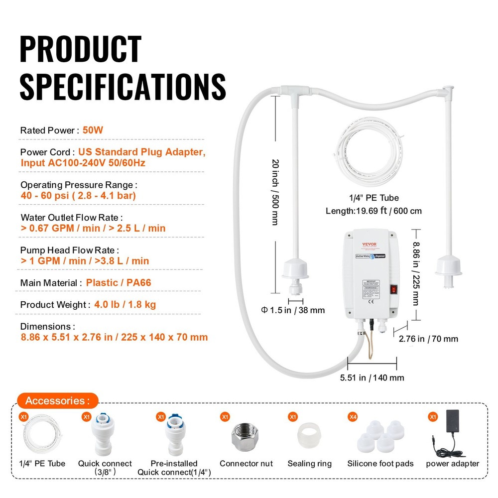 Bottled Water Dispenser Pump System 2x5 Gallon Dispensing System Automatic