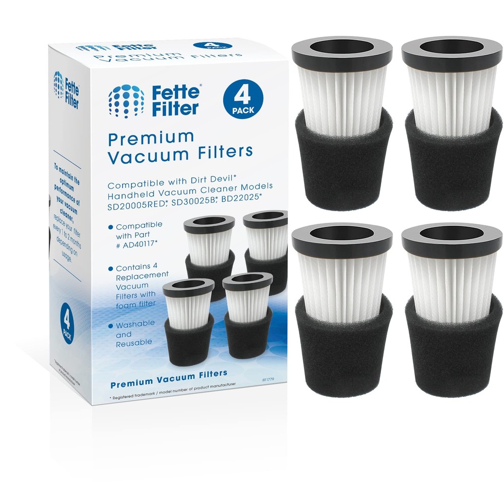 4PK Filter Compatible with Dirt Devil Scorpion Handheld Vacuum Cleaner #AD40117