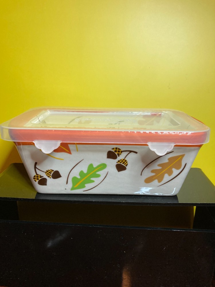 Temptations Ceramic Baking Loaf Pan Hand Painted Autumn/Fall Holiday Design