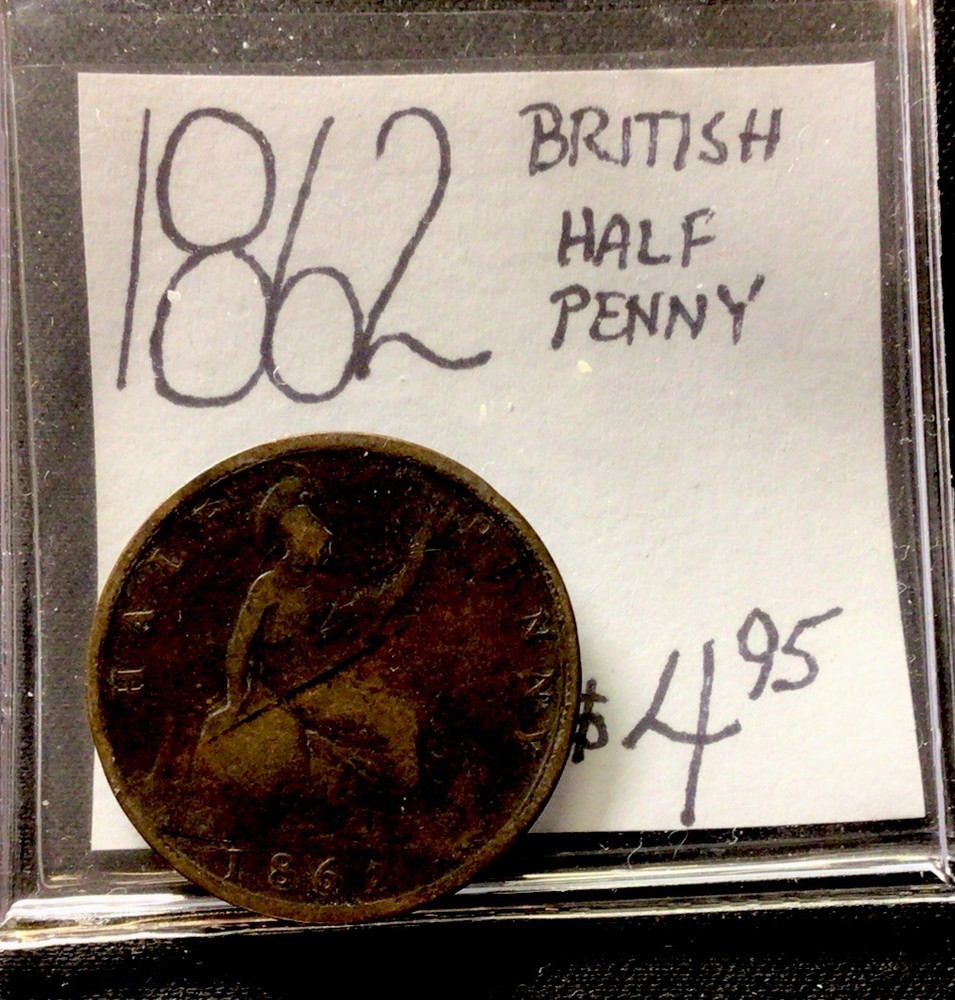 1862 British Half Penny! ENN Coins