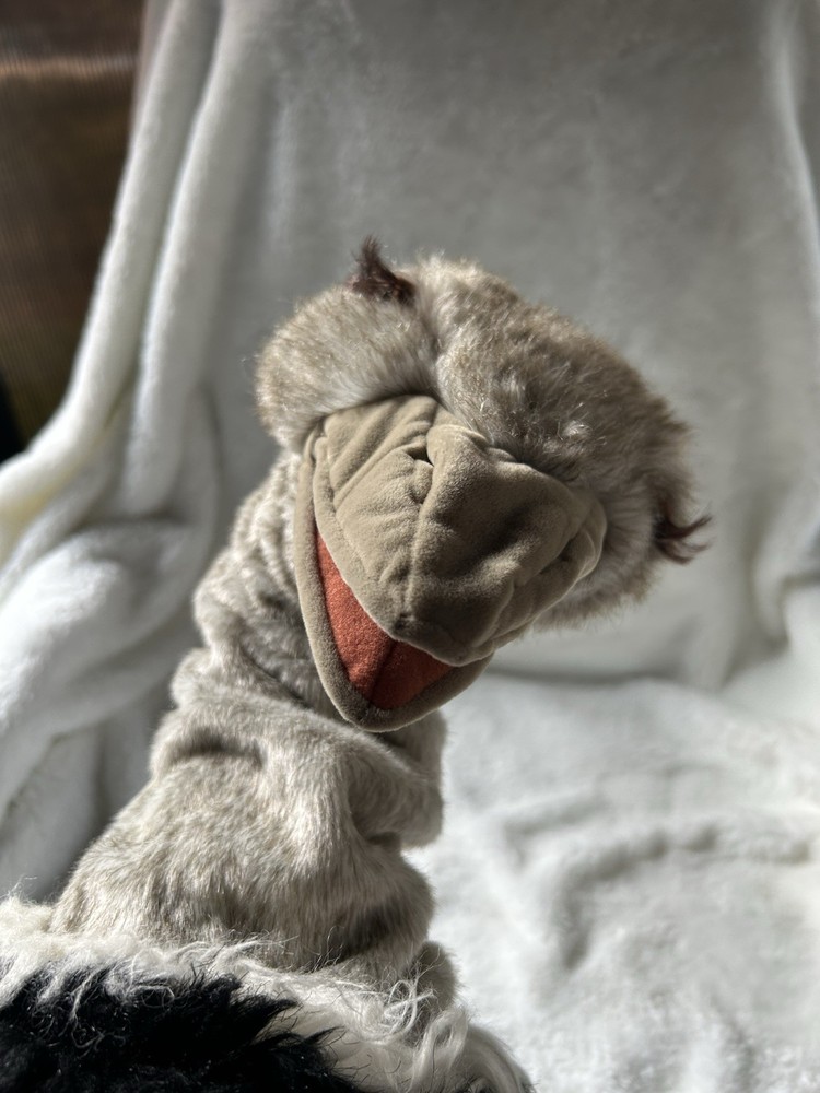 Folkmanis Ostrich Stage Puppet Gray, White, Black