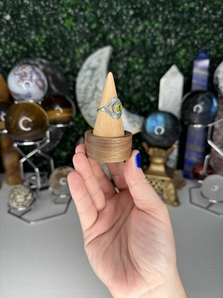 Peridot Third Eye Ring | Crystal Jewelry, Adjustable, 925 Silver
