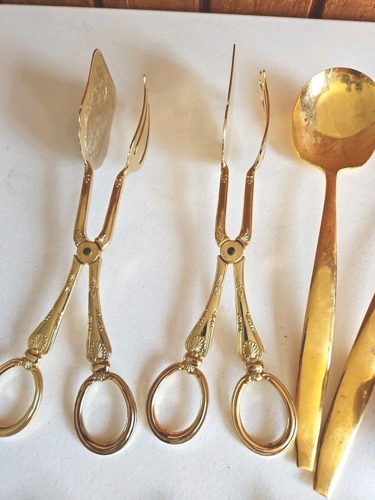 Gold Tone Serveware Lot 10 Various Patterns Read Details View