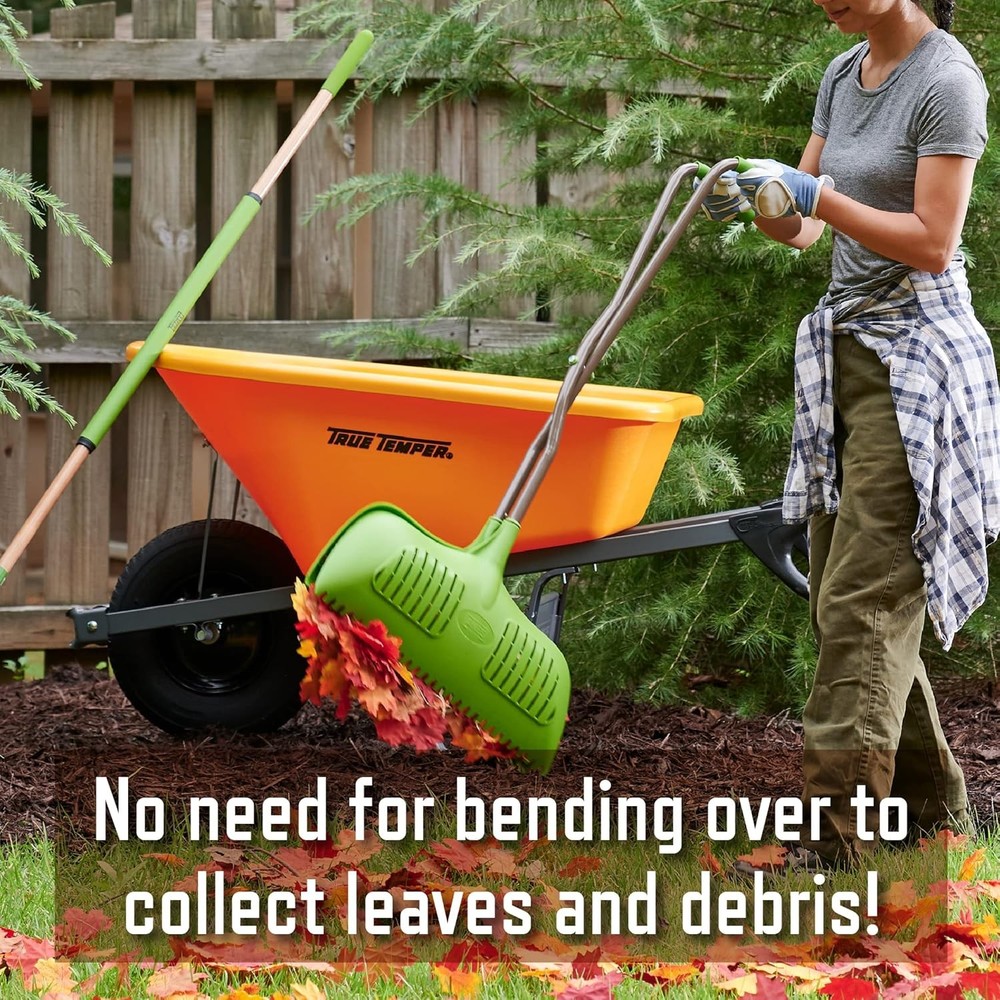 AMES Leaf Grabber Rake with Long Handle & Cushioned Grip for Leaves