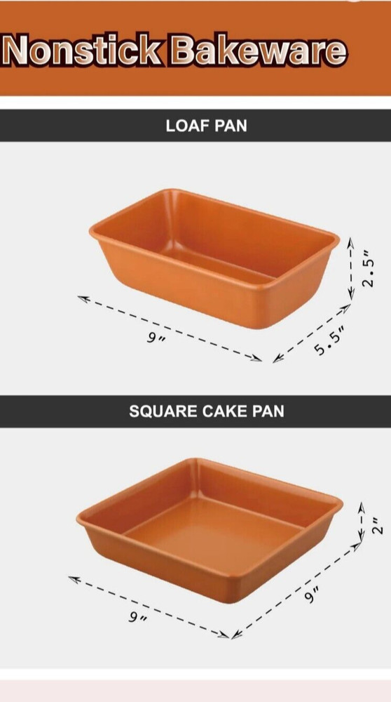 Culinary Edge Copper Ceramic Nonstick Bakeware Set, Assorted Items, 4 Piece