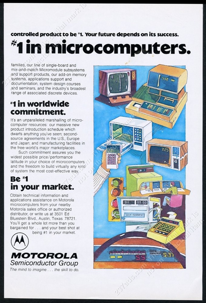1976 Motorola computer Semiconductor microcomputer art vintage print ad