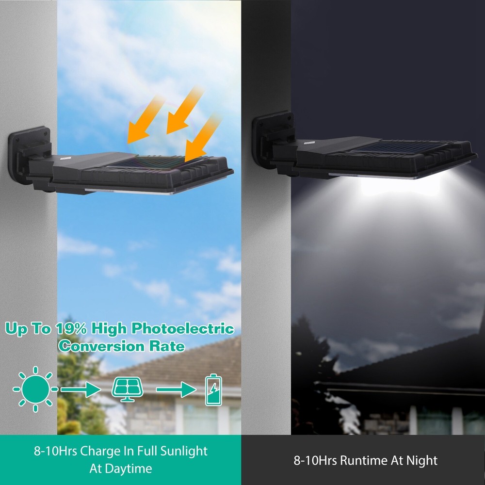 Wireless Solar Wall Light Outdoor Lamps PIR Motion Sensor Light W/Remote Control