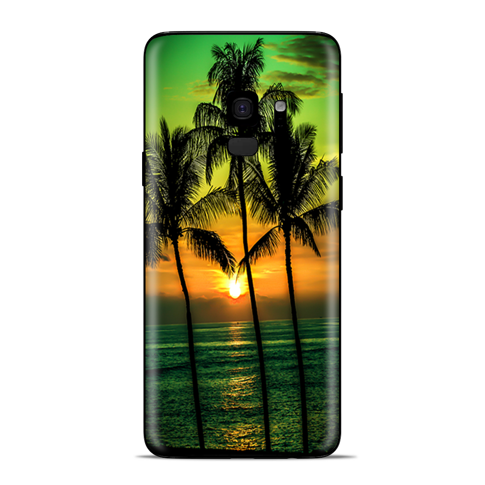 Samsung Galaxy S9 Skins Wrap - Sunset Palm Trees Ocean