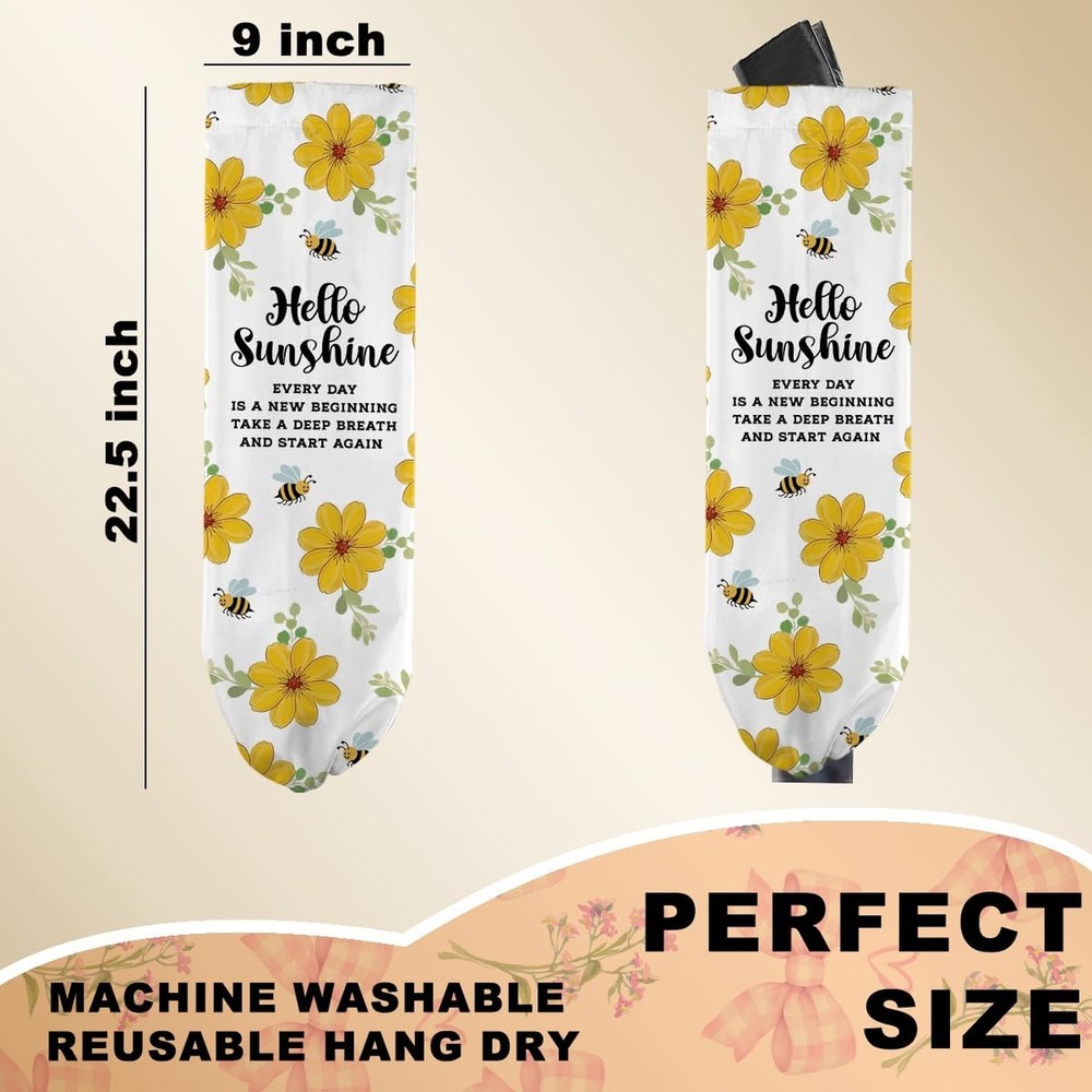 Rustic Floral Cute Bee Plastic Bag Holder for Kitchen Essentials, Wall Mount ...