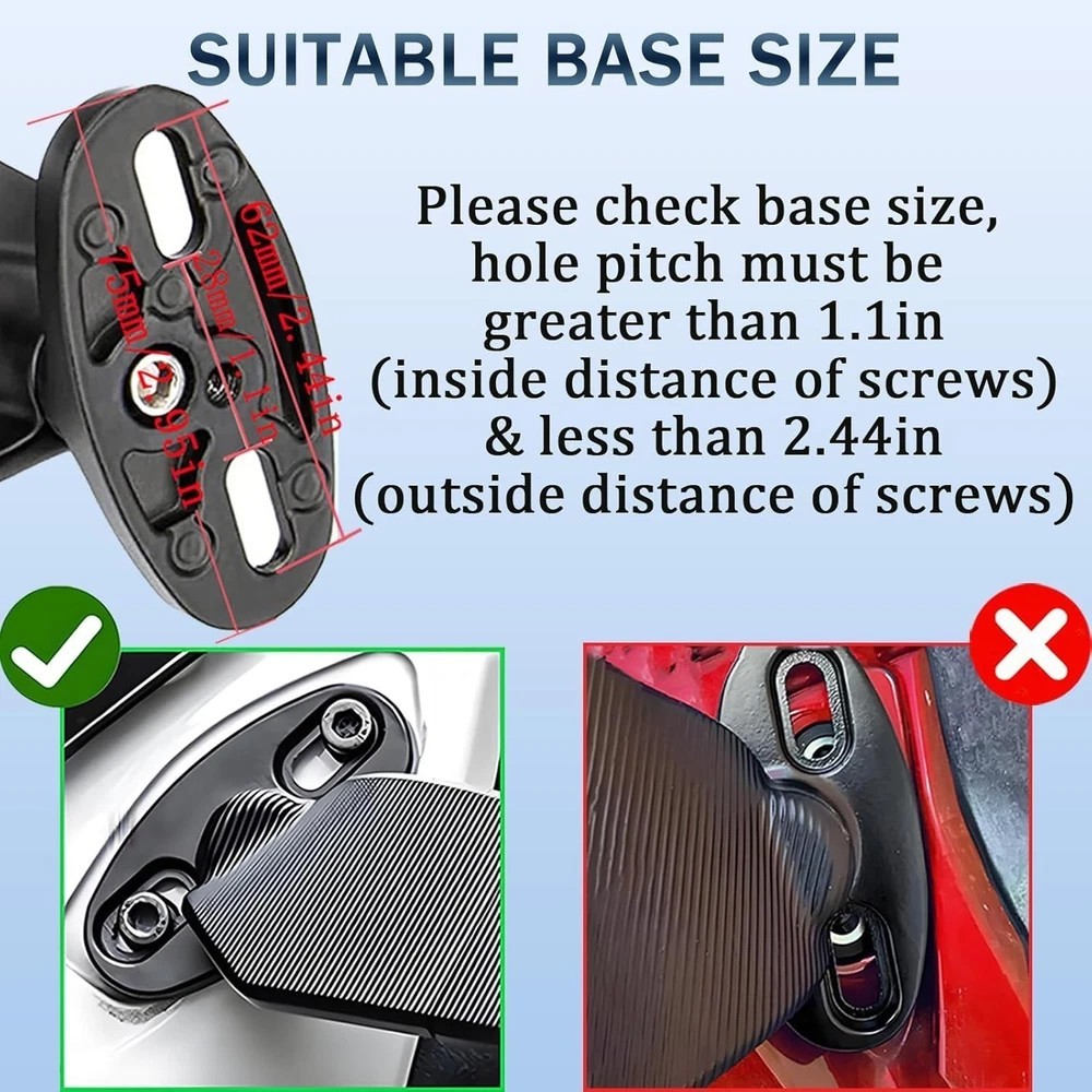 Motorcycle Rear View Mirrors, 360° Rotating Stealth Mirror, Adjustable Standard