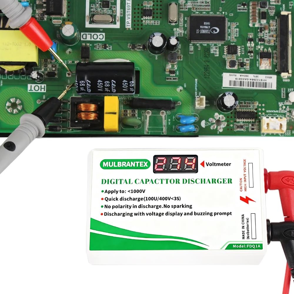 Digital Capacitor Discharge Tool with Voltmeter Display, max Display 999, 10-...