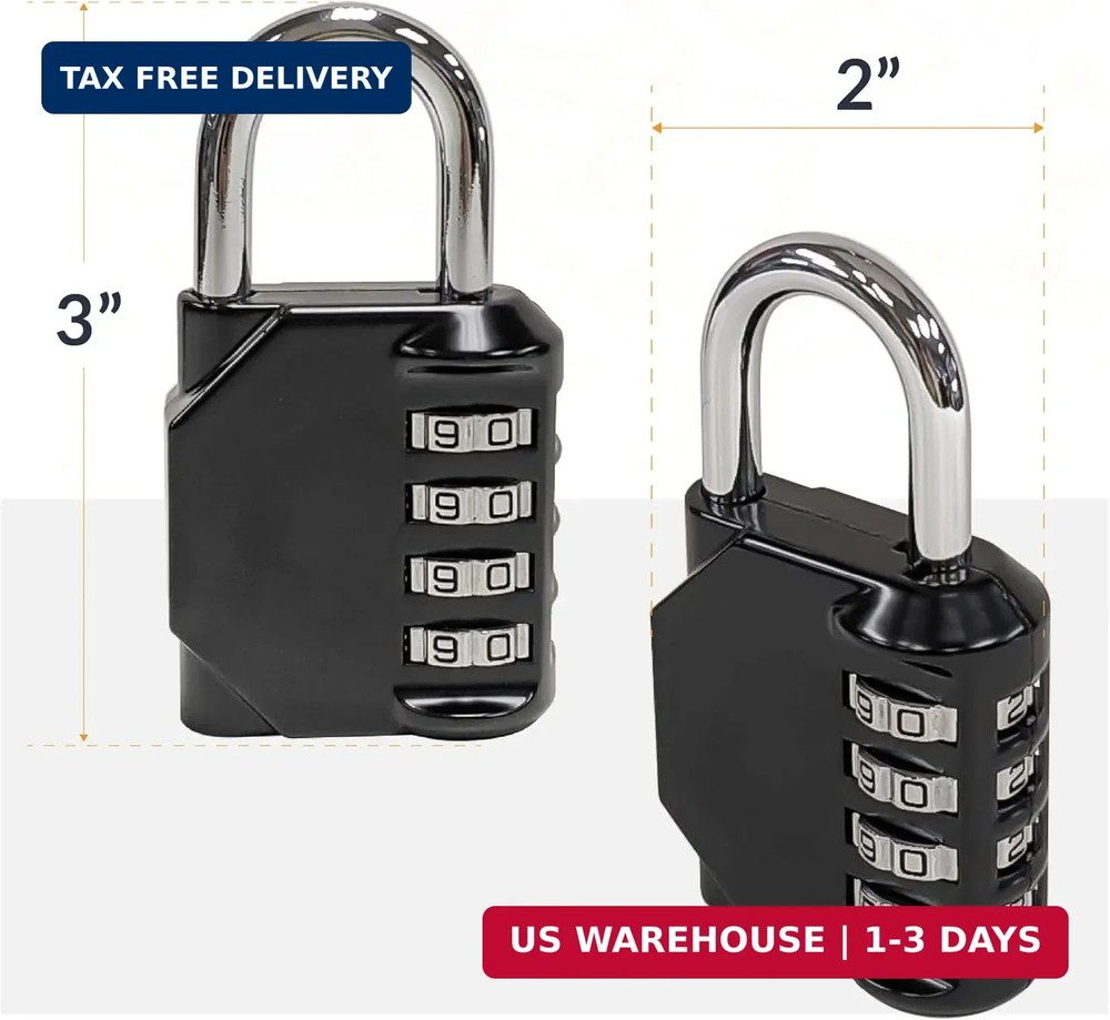 Newhouse Hardware Improved 4-Digit Combination Lock | Outdoor Waterproof Padlock