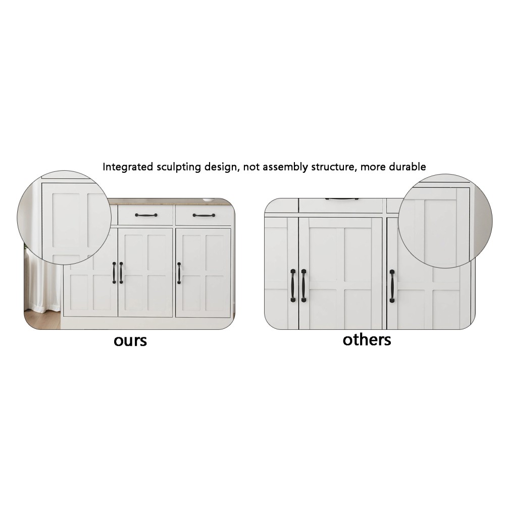 For Dining White 55.91" Buffet Cabinet - 2 Drawers, 4 Doors, Storage Sideboard