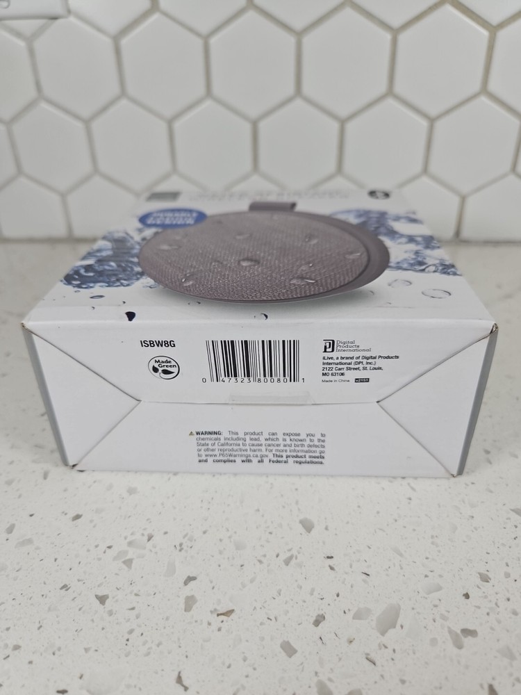 iLive Water Resistant Wireless Speaker Fabric Design ISBW8G Bluetooth