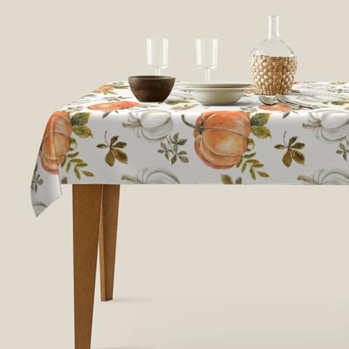 Autumn Fall Tablecloth 60 x 120 60" x 120" (Rectangular) Pumpkin Maple Leaf1