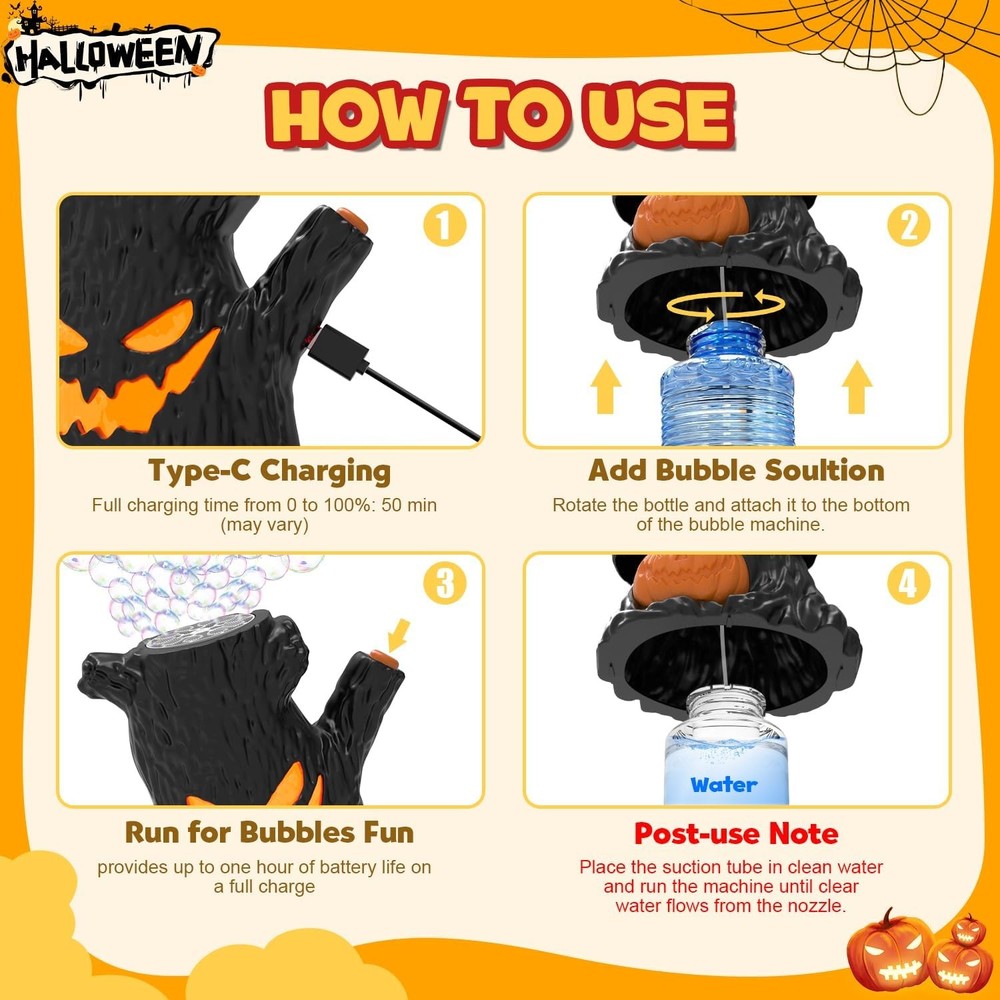 Rechargeable Bubble Machine - Automatic Bubble Blower Haunted Stump - Wobbly Hea