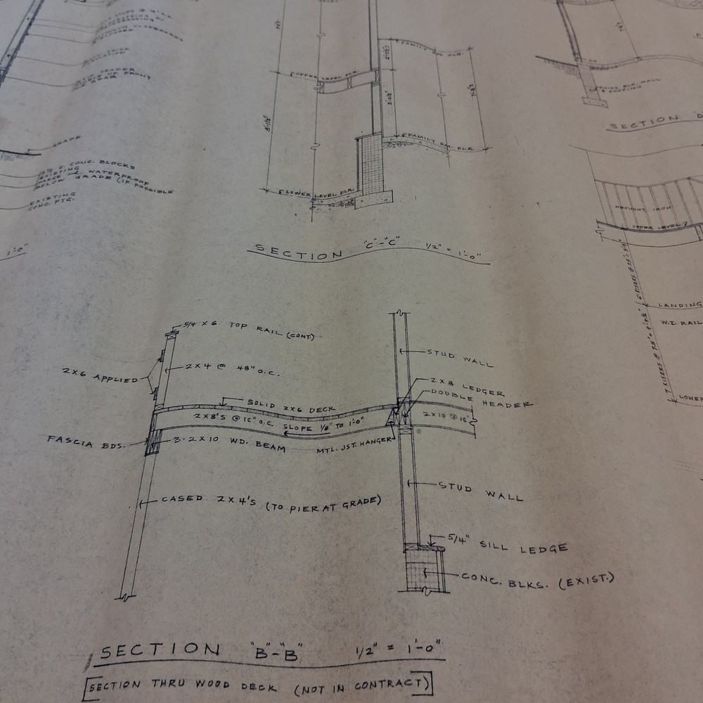 Mid Century Original 1969 Architectural Blueprints Drawings