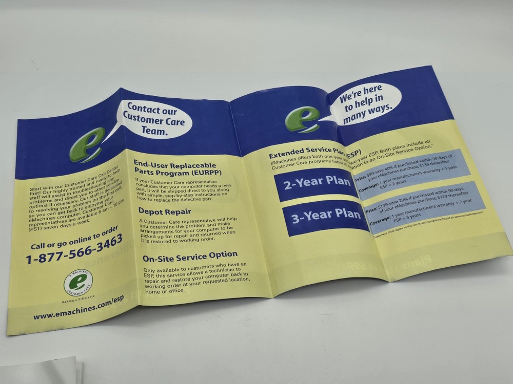 eMachine Model D2685 Restore CD Set Brand New + Various Documentation