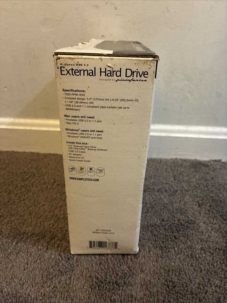 SimpleTech - 500GB External Hard Drive New