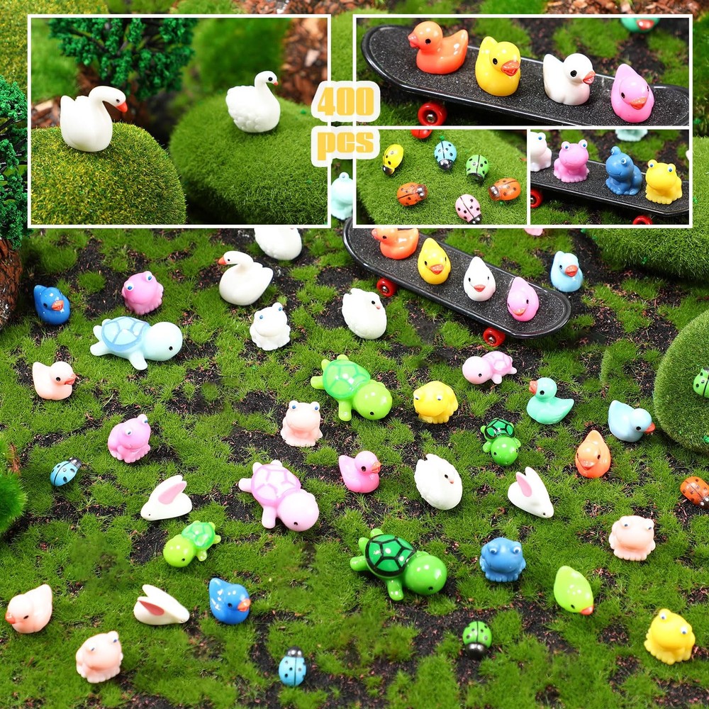 Barydat 400 Pcs Easter Mini Resin Animals Figures Bulk for Pranks Various