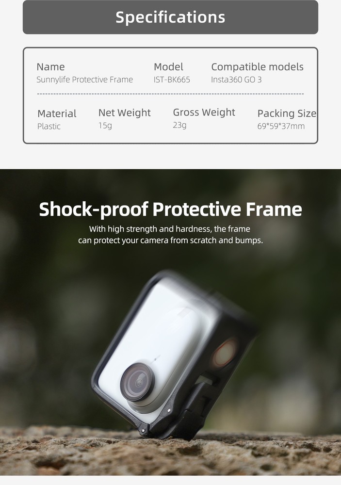For Insta360 GO 3 Camera Protective Frame Mount Cover Quick Release Accessories