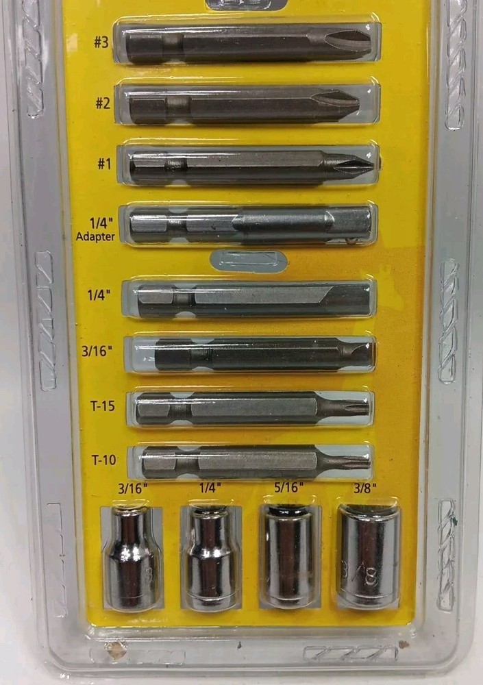 GREAT NECK 12PC. POWER BIT & SOCKET SET CR-V STEEL/CHROME PLATED SAE