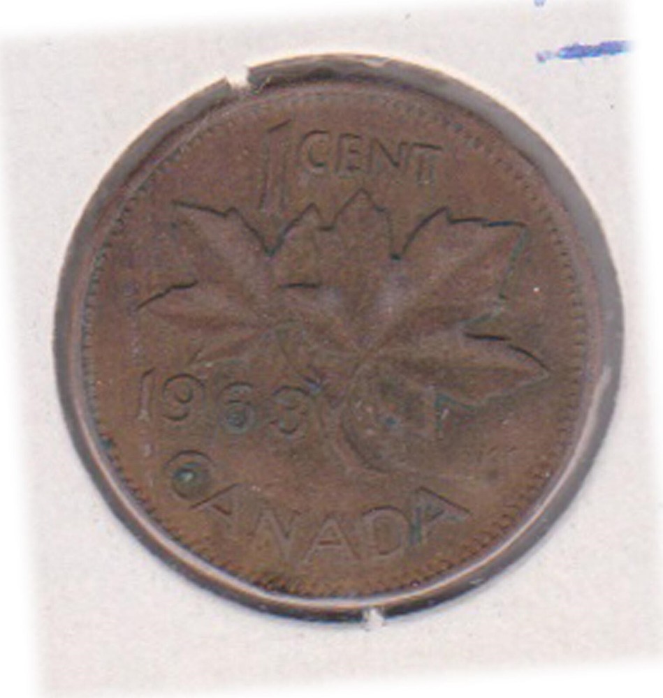 (H205-21) 1963 Canada 1c coin (U)