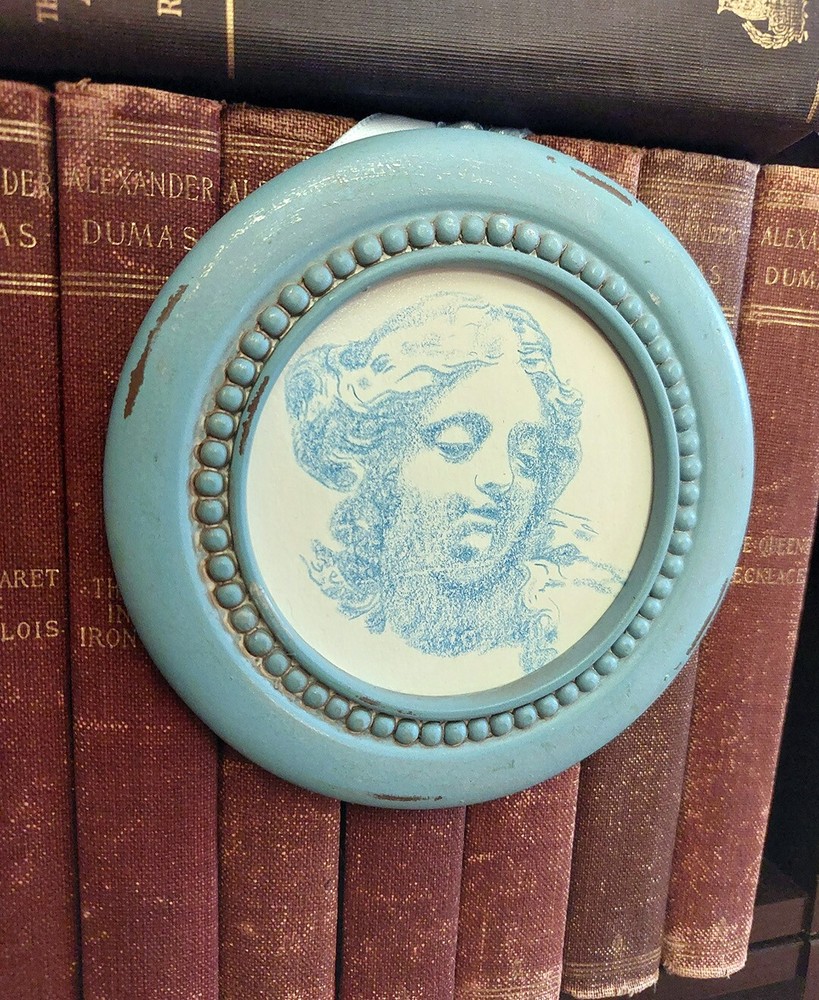 Original Drawing OOAK Framed Classical Bust Rococo Woman Head