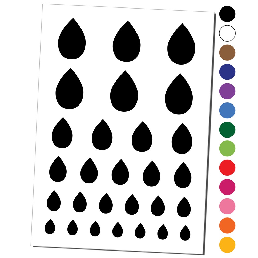 Raindrop Teardrop Temporary Tattoo Water Resistant Set