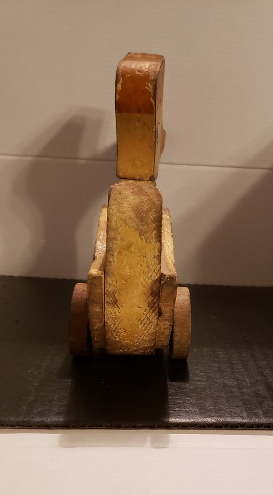 Vintage Wooden Pull-a-Long Duck Toy on Wheels