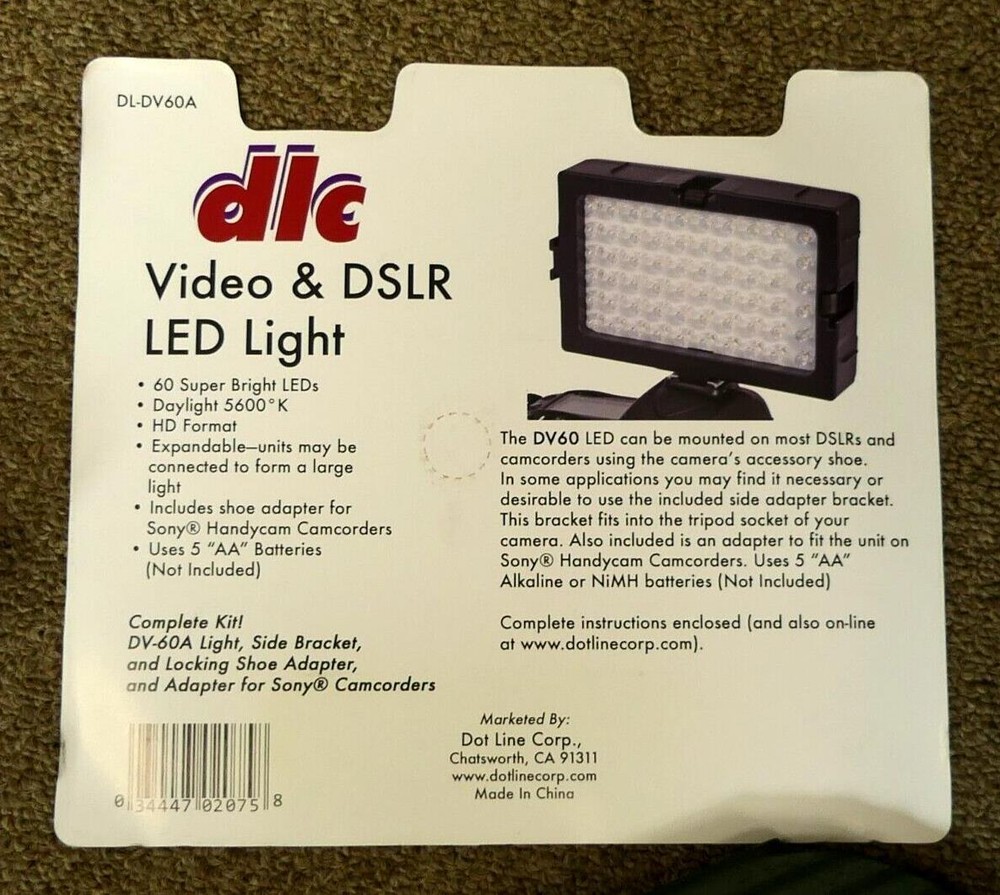 dlc model DL-DV60A compact video/DSLR light