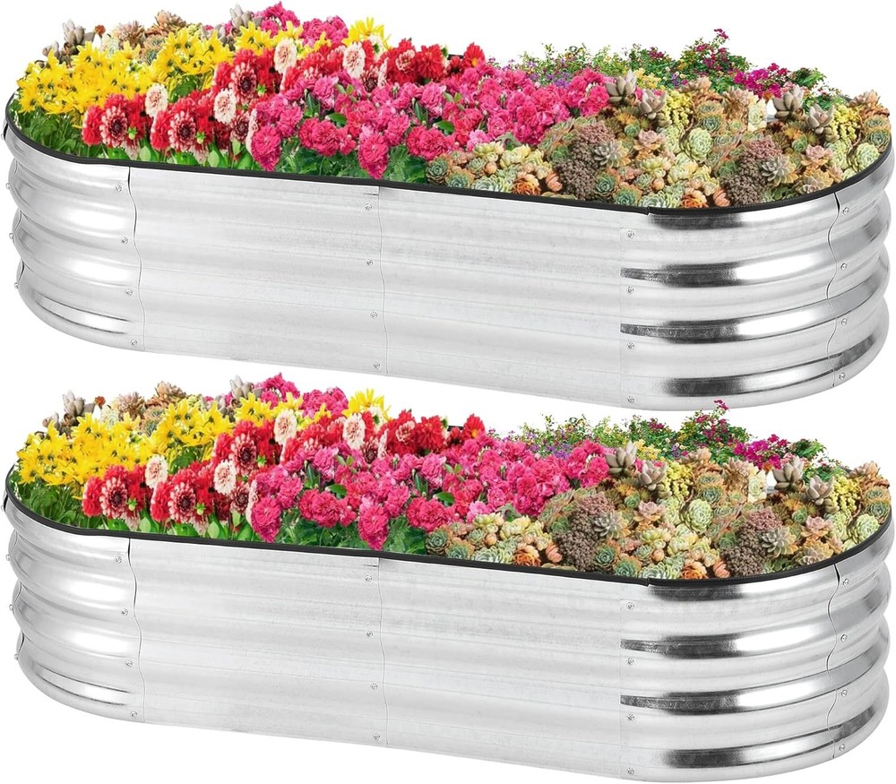 GRAVEE 2 Pack Galvanized Raised Garden Bed 4.5x2x1ft Planter Boxes Vegetables