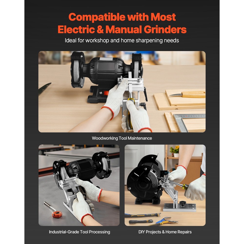 Adjustable Tool Rest Sharpening Jig for 6" or 8" Bench Grinder and Sander