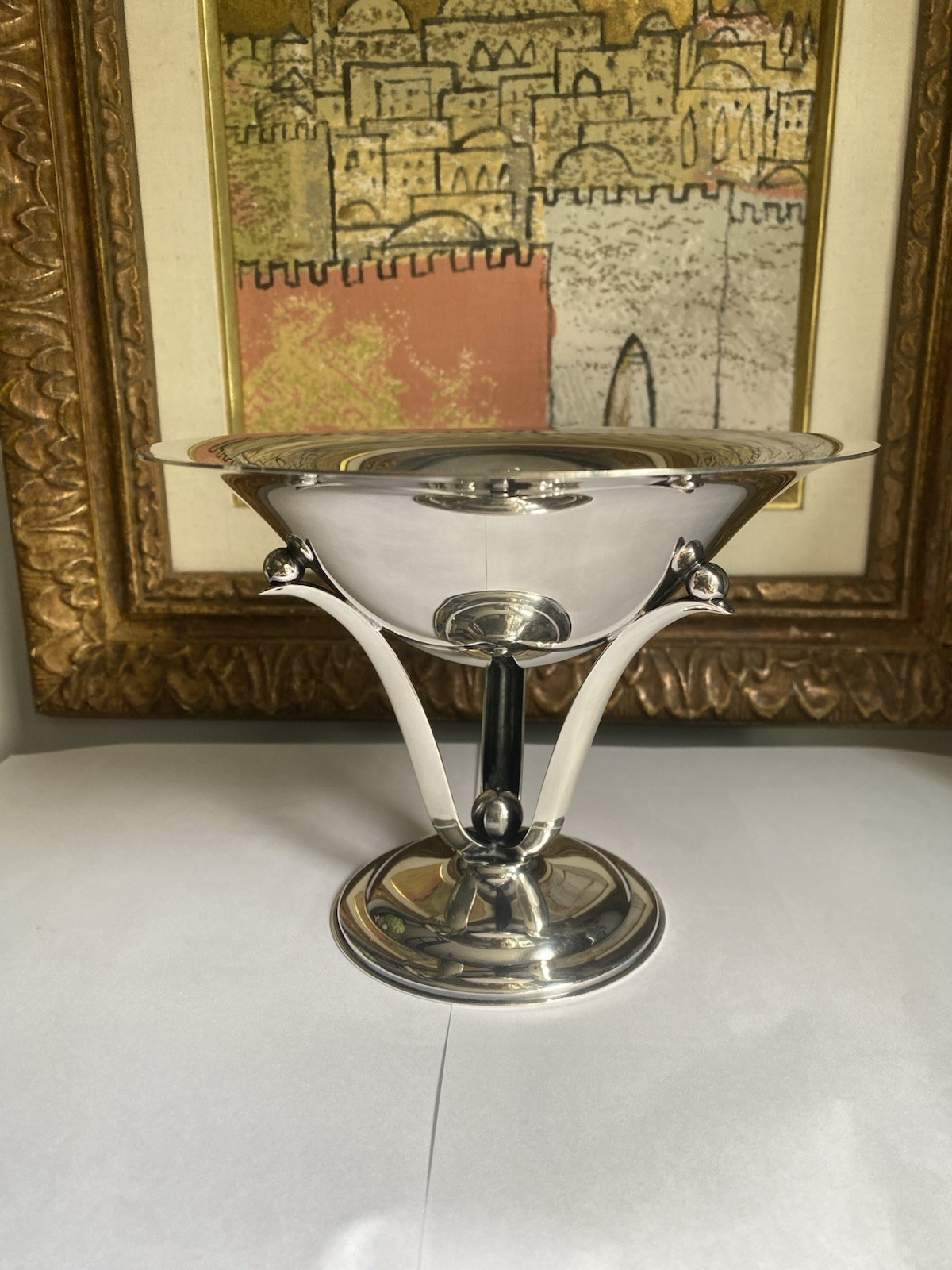 Denmark Danish Silverplate Blossom Bowl Compote Jensen Dragsted Art Deco Nouveau