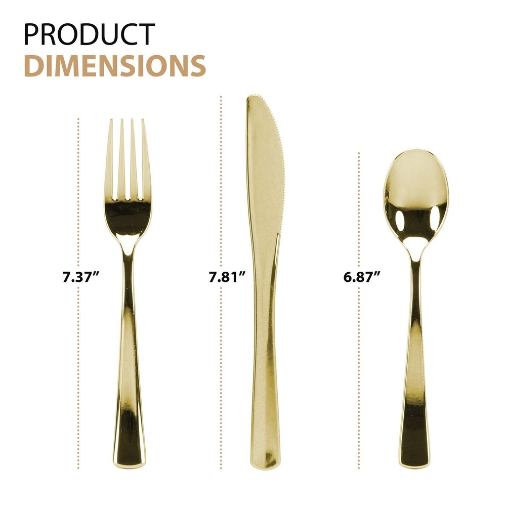 Gold Plastic Silverware Set, 160 Count, Extra Heavy Duty Flatware, Disposable...