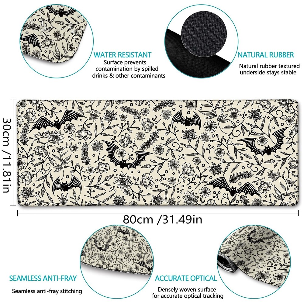 LIMKRIAN Goth Bat Mouse Pad Large Desk Mat, Extra Large Gaming Computer Mouse...