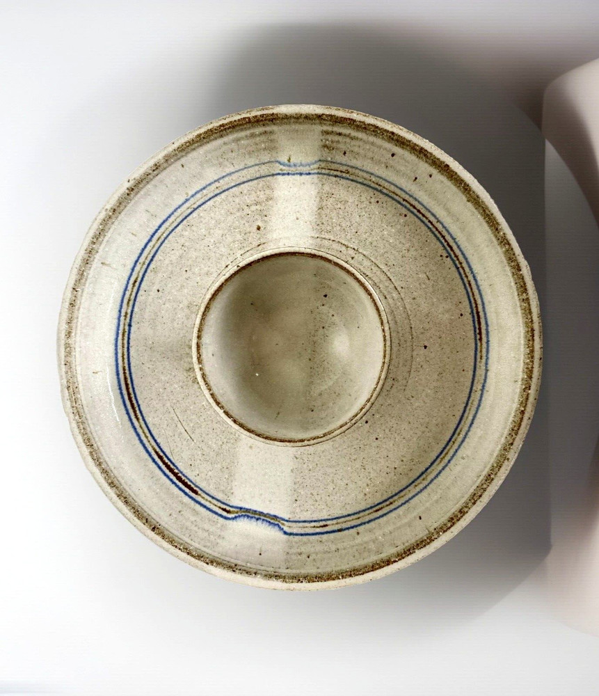Chip and Dip Serving Platter/Dish Studio Art Pottery, Signed June, 13" Wide