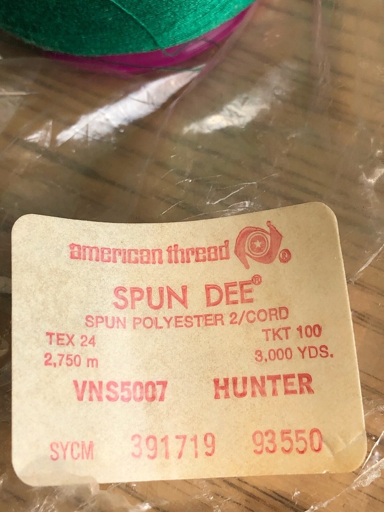 THREAD 4 spools Tex 24 SPUN DEE polyester 2 cord vintage 3000 Yds Hunter Green