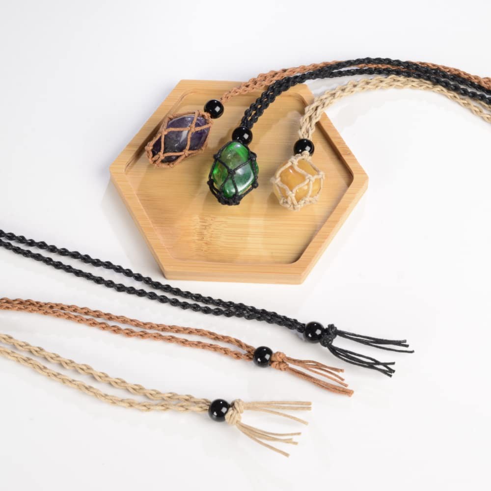 12PCS Crystal Cage Necklace Cord Adjustable Stone Holder