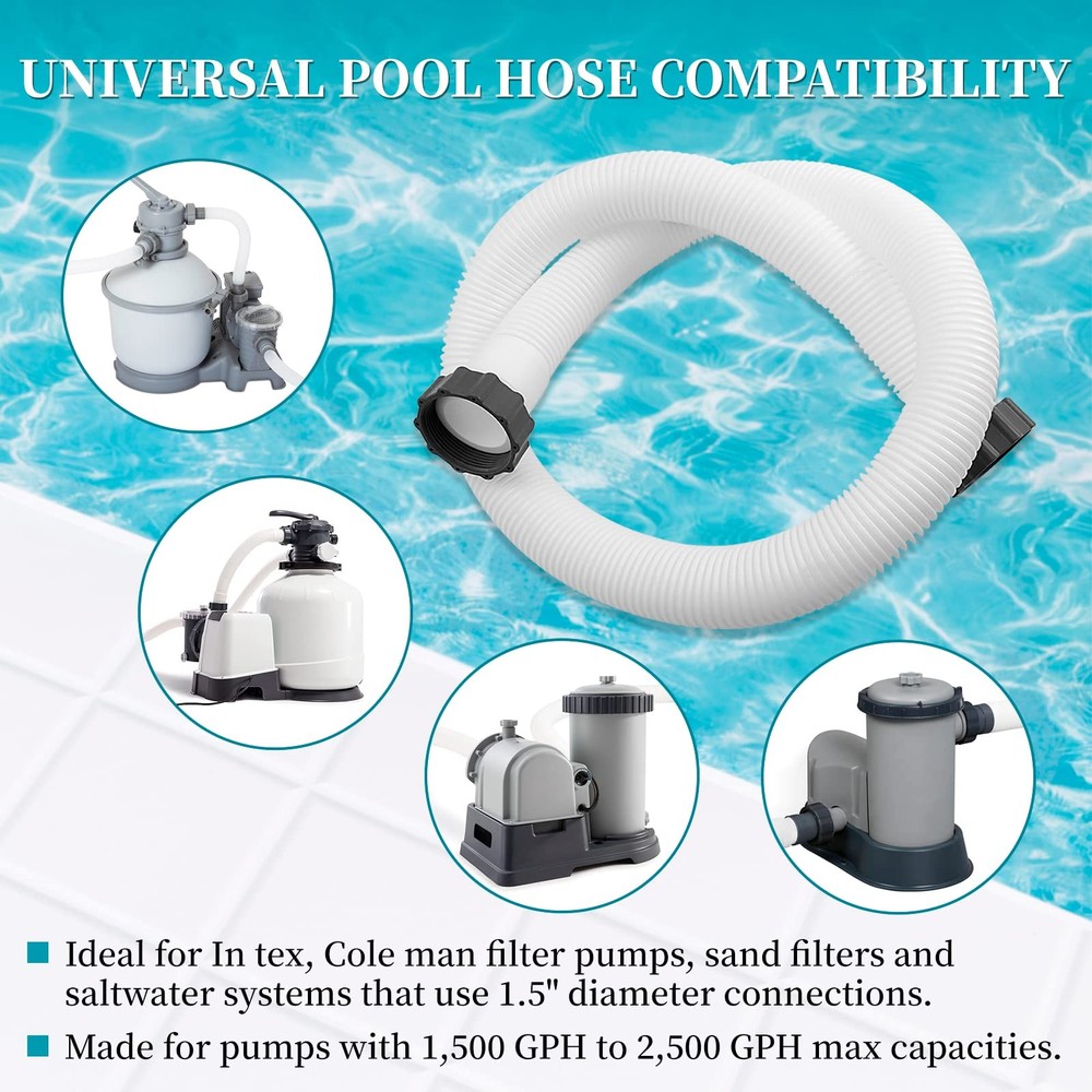 29060E Pool Pump Replacement Hoses for Above Ground White 2-Pack 1.5"x59"