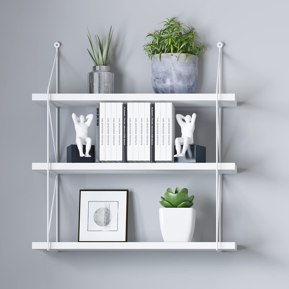 3-Tier Display Wall Shelf Storage Rack Holder, White