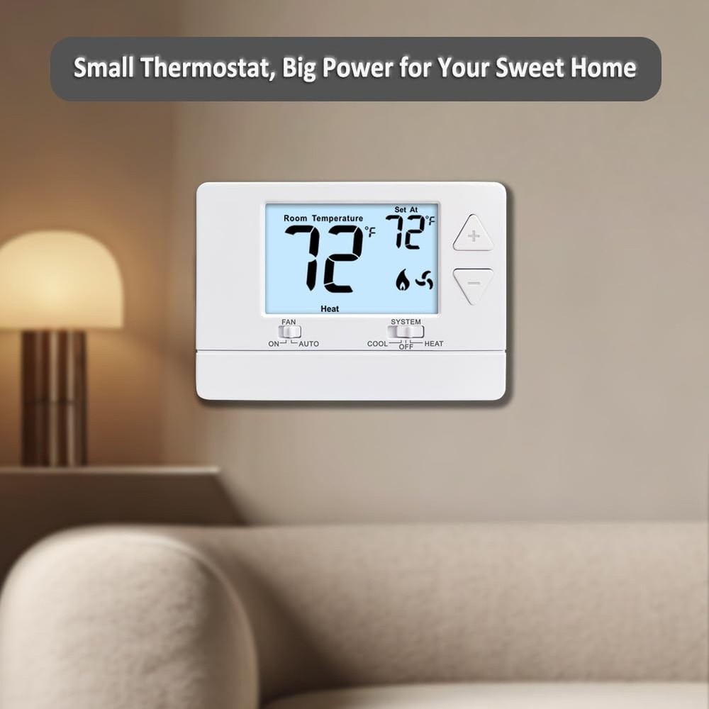 NonProgrammable Thermostat for Home,Single-Stage Systems,Digital Energy-Savin...